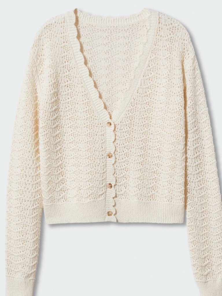 Mango Openwork Cardigan With Scalloped Edges Xxs